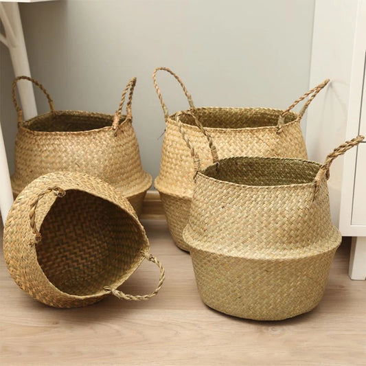 Cesta de Mimbre con Asas para Plantas y Almacenaje