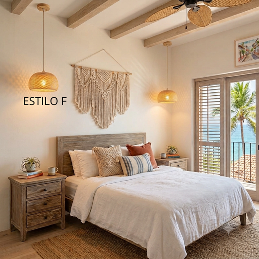 Lámpara Colgante Tejida a Mano de Fibra Natural – Estilo Boho