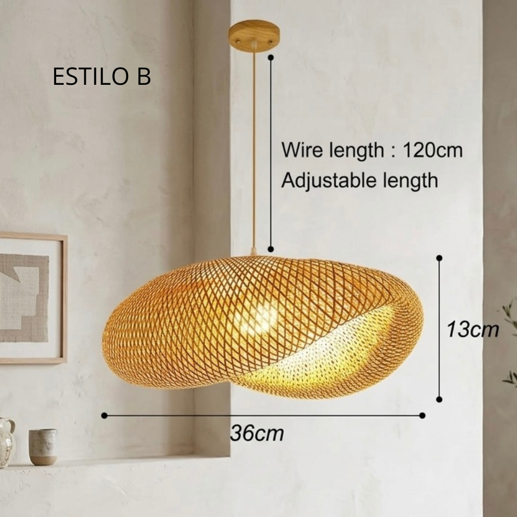 Lámpara Colgante Tejida a Mano de Fibra Natural – Estilo Boho