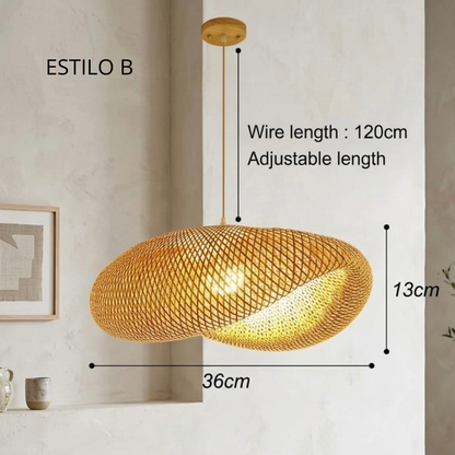 Lámpara Colgante Tejida a Mano de Fibra Natural – Estilo Boho
