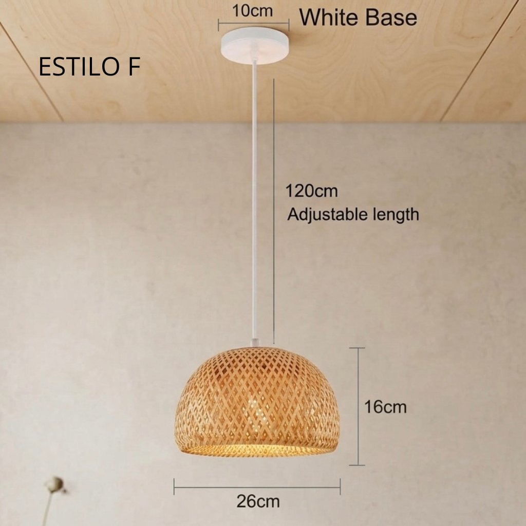 Lámpara Colgante Tejida a Mano de Fibra Natural – Estilo Boho