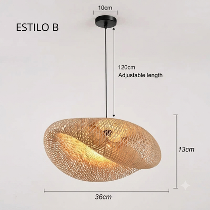 Lámpara Colgante Tejida a Mano de Fibra Natural – Estilo Boho