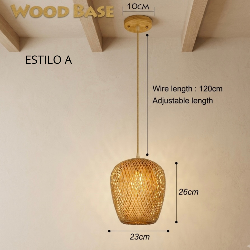 Lámpara Colgante Tejida a Mano de Fibra Natural – Estilo Boho