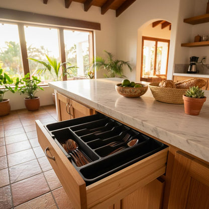 Organizador de Cajón Ajustable para Cubiertos y Utensilios de Cocina