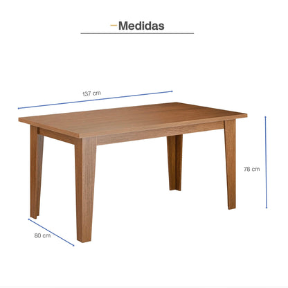 Mesa de Comedor Rectangular Madera Café | 6 Personas