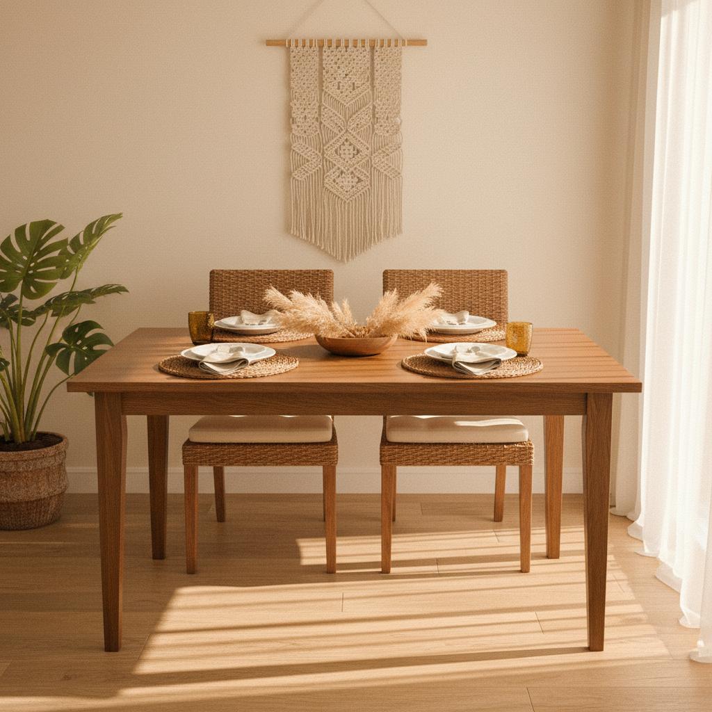 Mesa de Comedor Rectangular Madera Café | 6 Personas