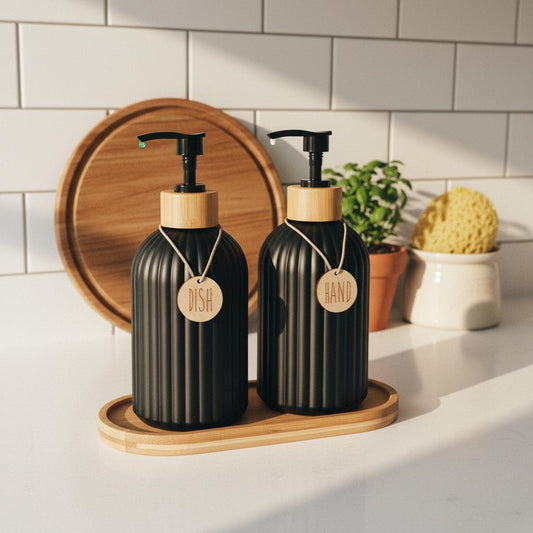 Set de 2 Dispensadores de Jabón Negro Mate