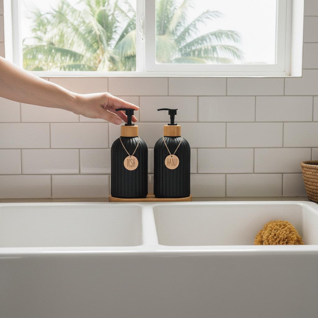Set de 2 Dispensadores de Jabón Negro Mate