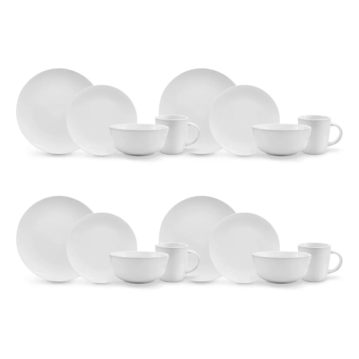 Vajilla de Cerámica Blanca 16 Piezas — Set para 4 Personas