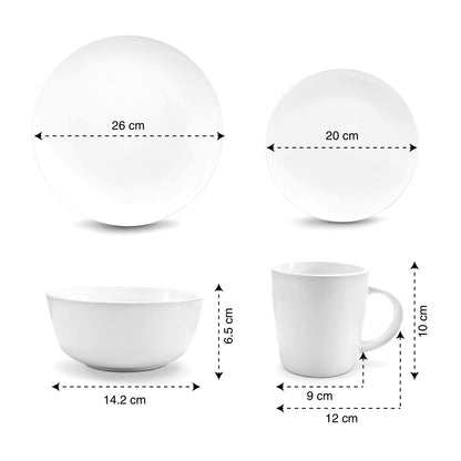 Vajilla de Cerámica Blanca 16 Piezas — Set para 4 Personas