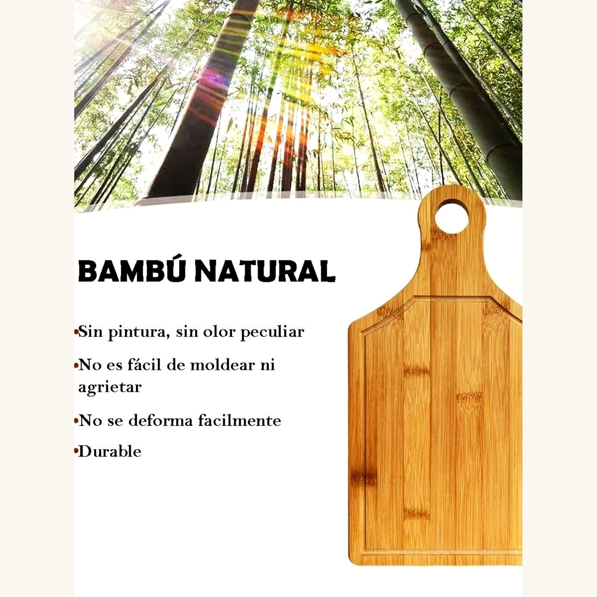 Set de 3 Tablas de Bambú para Cortar con Asa