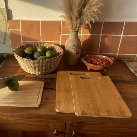 Set de 3 Tablas de Bambú para Cortar con Asa