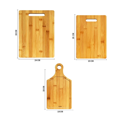 Set de 3 Tablas de Bambú para Cortar con Asa