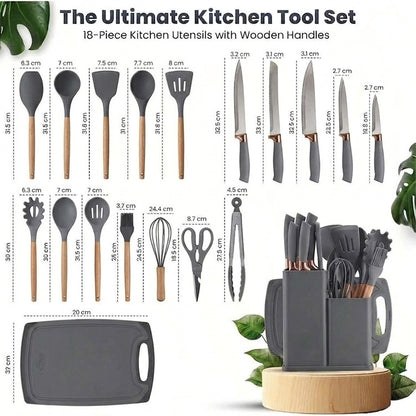 Set de Cocina Completo 19 Piezas con Soporte Organizador