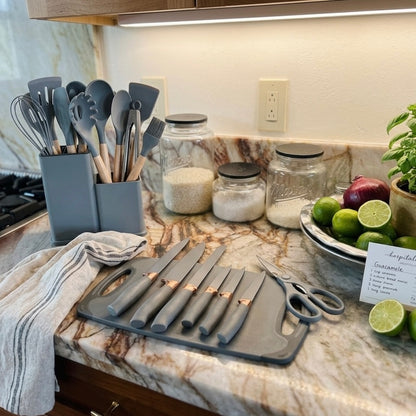 Set de Cocina Completo 19 Piezas con Soporte Organizador