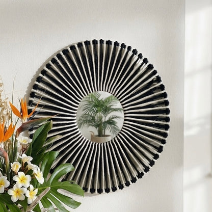 Set de 2 Espejos de Pared Boho con Marco de Cuerda de Cáñamo