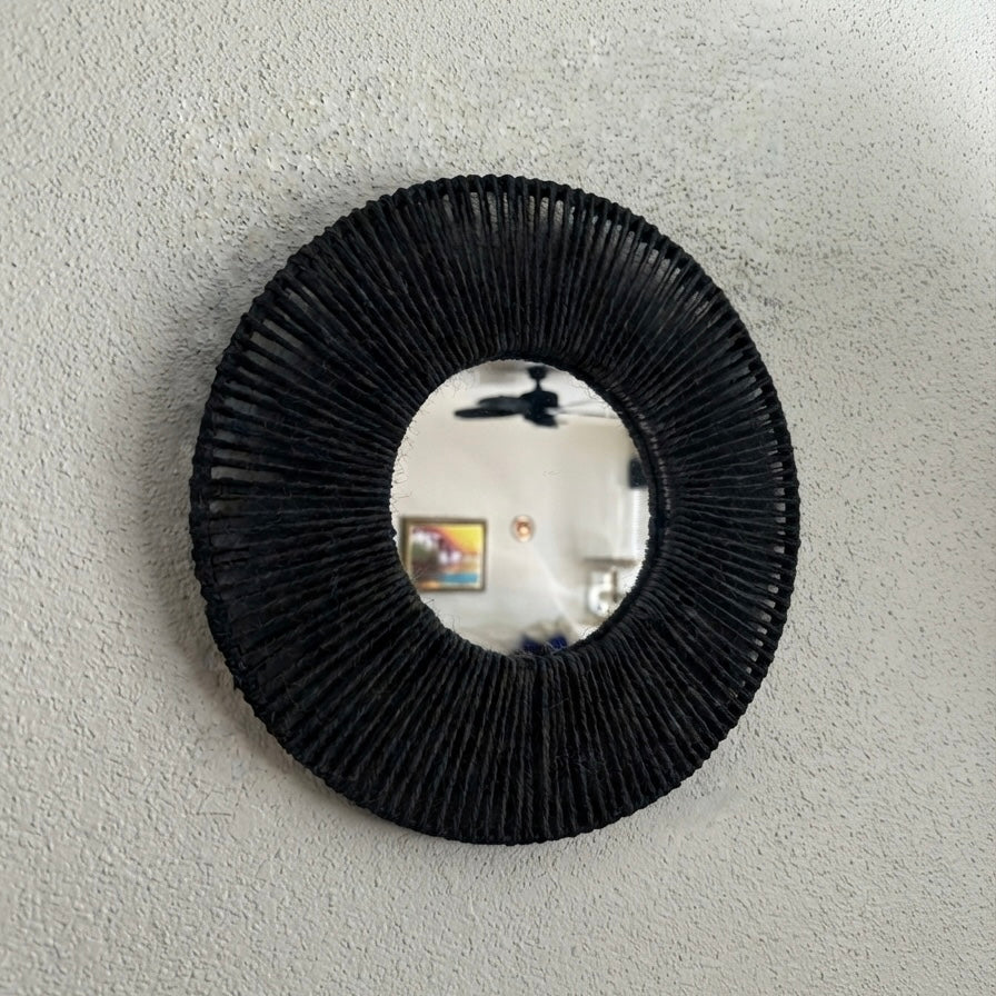 Set de 2 Espejos de Pared Boho con Marco de Cuerda de Cáñamo