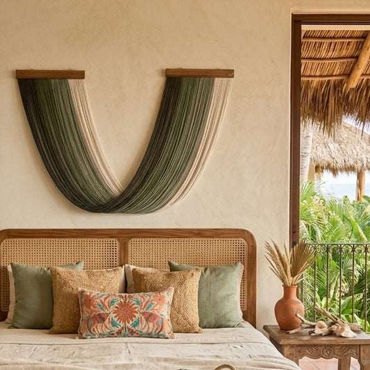 Tapiz Mural Bohemio con Flecos – Arte Colgante de Pared 200cm