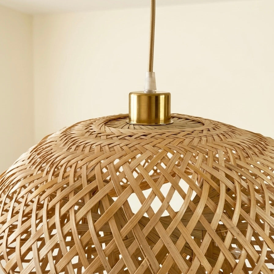 Lámpara Colgante Tejida a Mano de Fibra Natural – Estilo Boho