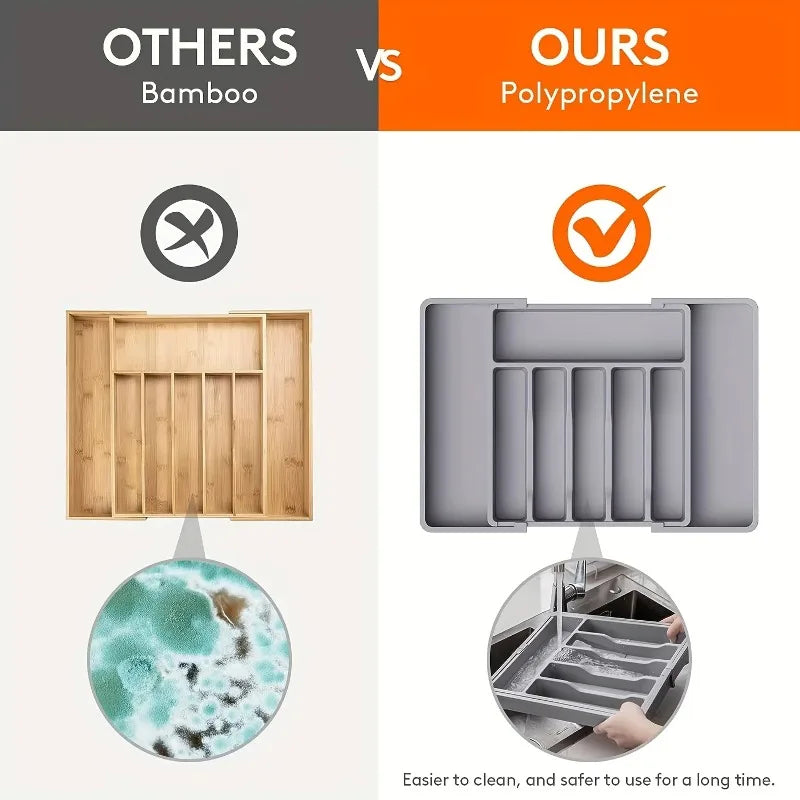 Organizador de Cajón Ajustable para Cubiertos y Utensilios de Cocina