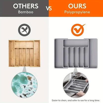 Organizador de Cajón Ajustable para Cubiertos y Utensilios de Cocina