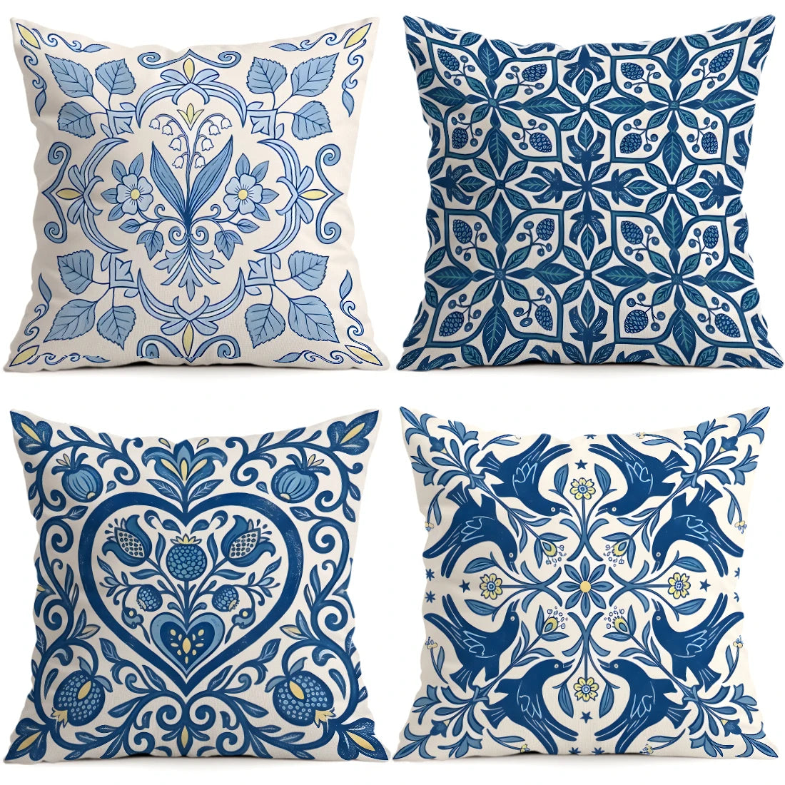 Set de 4 Fundas de Cojín Talavera Azul