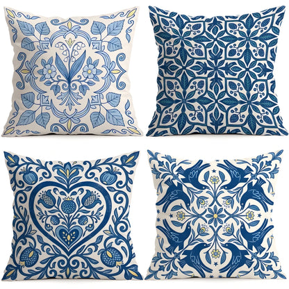 Set de 4 Fundas de Cojín Talavera Azul