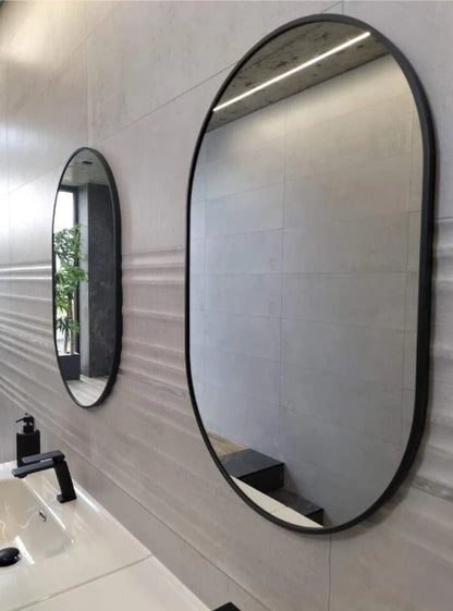 Espejo Oval de Pared con Marco de Metal – Negro o Dorado | 50×75 cm / 60×90 cm