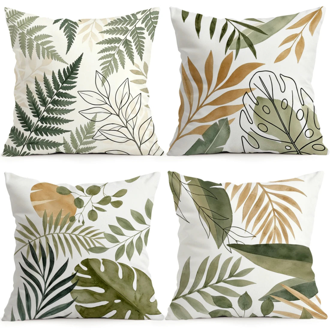 Set de 4 Fundas de Cojín Jardín Tropical