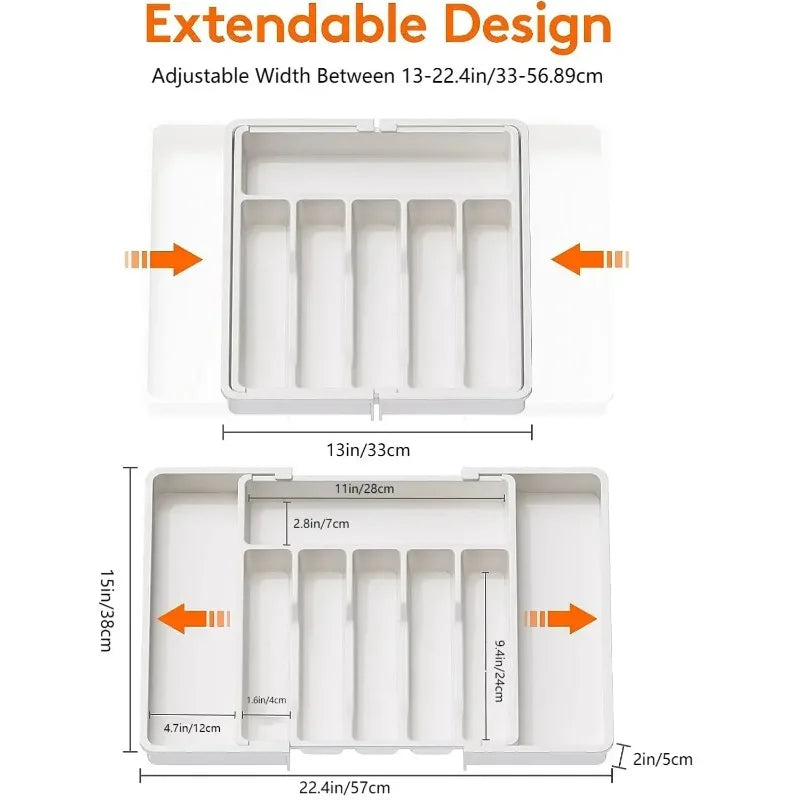 Organizador de Cajón Ajustable para Cubiertos y Utensilios de Cocina