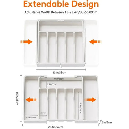 Organizador de Cajón Ajustable para Cubiertos y Utensilios de Cocina