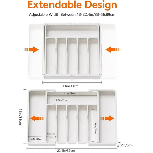 Organizador de Cajón Ajustable para Cubiertos y Utensilios de Cocina